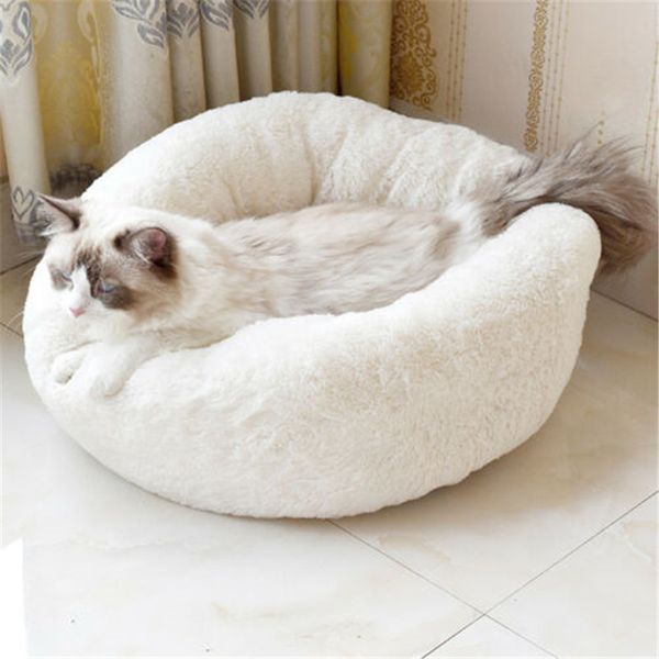 

pet cat round plush beds nest winter puppy kitten warm house bed supplies beamy