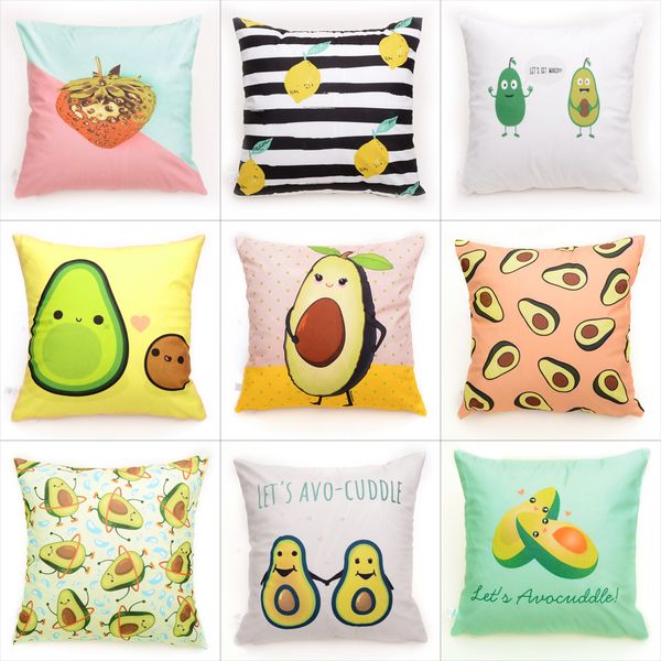 

avocado pattern throw pillow case flannelette decorative pillows cover for sofa seat cushion cover 45x45cm home decor