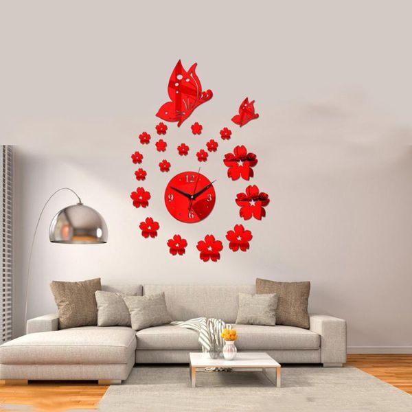 

battery powered 3d bathroom modern simple arabic numerals mirror acrylic quartz living room office wall sticker clock home decor