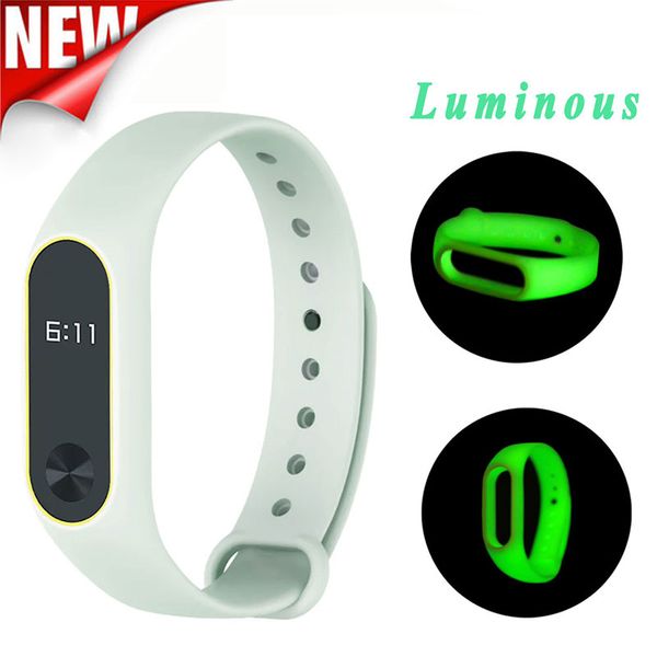 

luminous silicon wrist strap replacement wristband bracelet for mi band 2 correas de reloj 2018 watchbands, Black;brown
