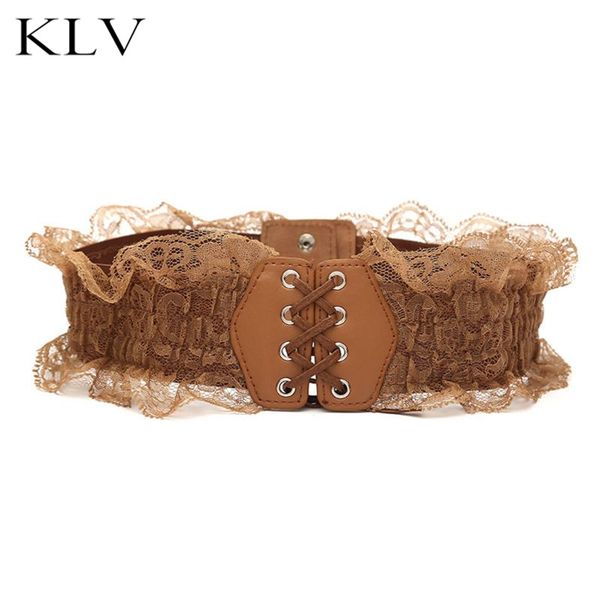 

fashion simple women lady belt lace waistband snap buckle waist strap clothing accessories skirt belts, Black;brown