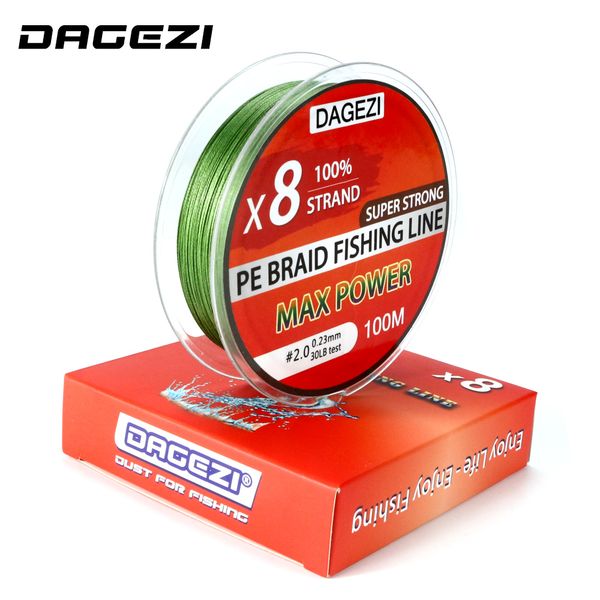 

dagezi 100m 8 strand 10-80lb super strong pe braided fishing lines japanese multifilament fishing lines 6 colors