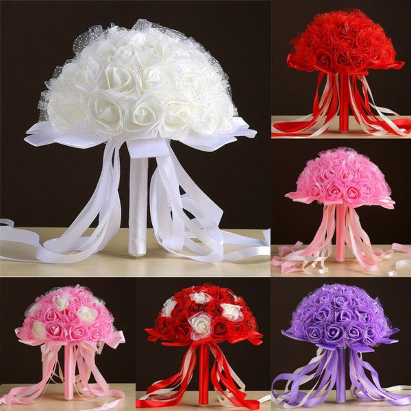 

artificial bouquet rose flower dried flowers wedding bride holding flowers wedding ribbon rose floral decor