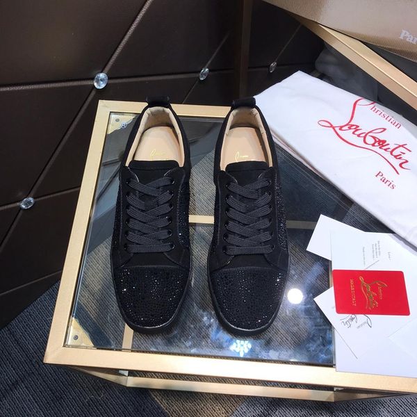 

new style high-end luxury men's casual sports shoes fashion brand autumn and winter shoes leather upper star diamond embellishment jhrs, Black