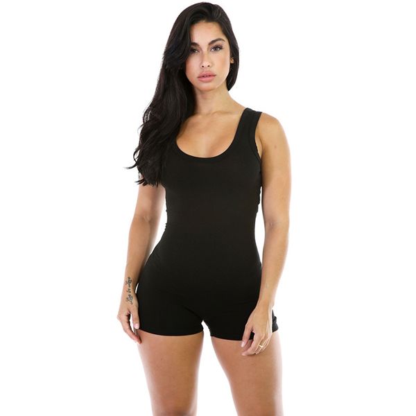 

la maxza tank backless playsuit female for women bodycon oversized solid short romper summer casual womens jumpsuit, Black;white