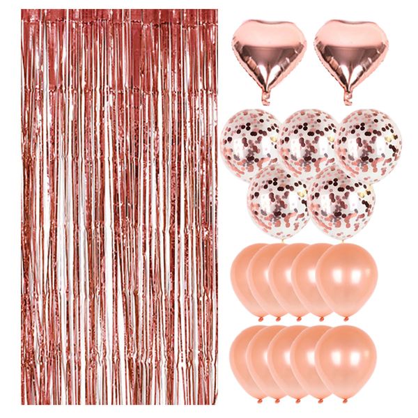 

19pcs foil tinsel curtain confetti balloons decoration set