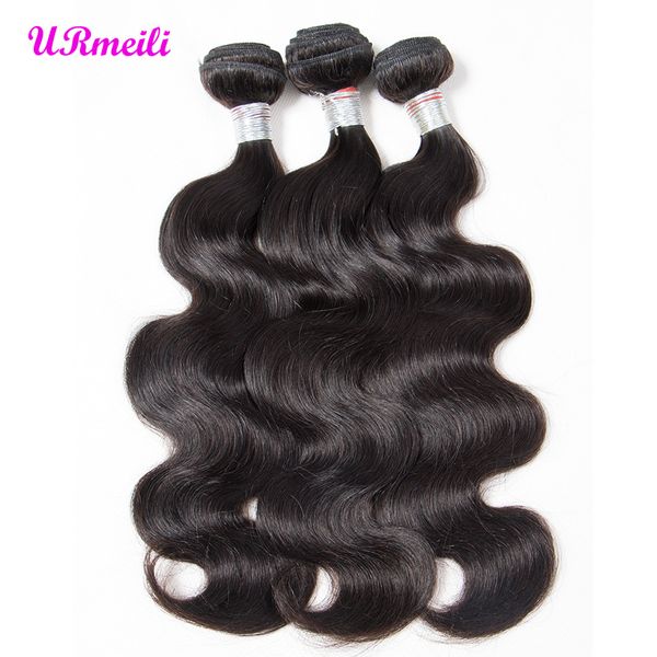

indian body wave human hair bundles 3/4 piece body wave remy hair extensions weave 8-32inch natural color raw virgin indian hair, Black