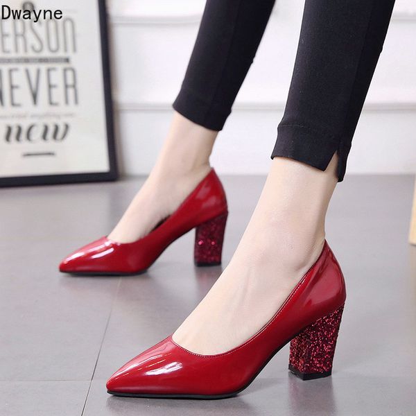 

new low-heeled shoes with pointed thick black professional sequins work shoes