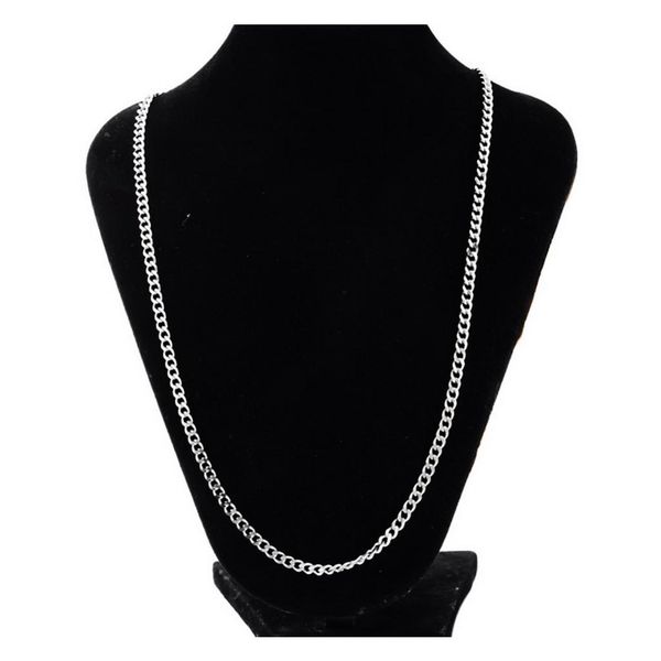 

punk style chain necklace stainless steel link necklace for men women 50cm, Silver