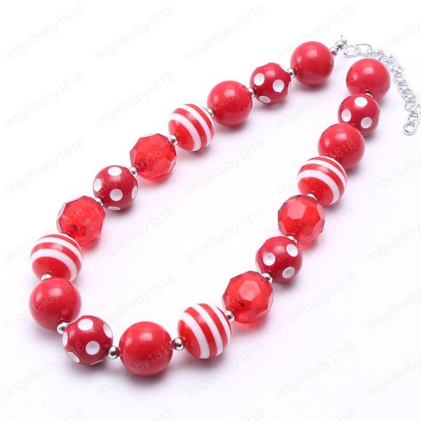 Qualitäts-Art- und Kid Chunky Halskette rote Farbe Weihnachten Bubblegum-Korn-klumpige Halskette Kinder Schmuck für Kleinkind-Mädchen