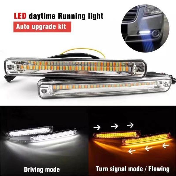 

2pcs sequential flowing car led daytime running light drl + yellow turn signal light super white drl fog lamp 12v