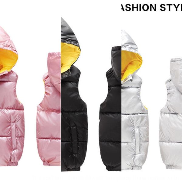 

2019 children's down cotton space warm silver hooded vest thickened vest for boys and girls baby warm waistcoat, Camo