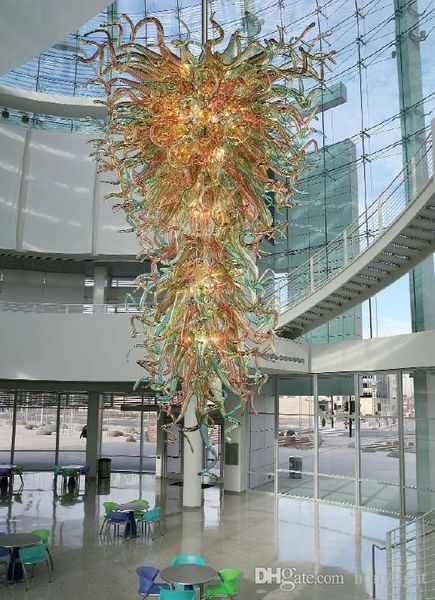 

shopping mall lobby art decorative large chandelier light led bulbs style hand blown murano glass crystal chandelier