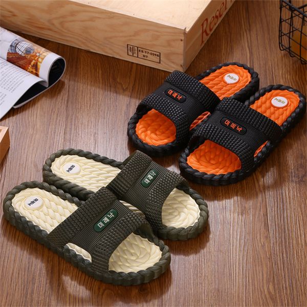

daokfpo beach shoes casual men sandals slippers summer outdoor flip flops flats non-slip bathroom home massage slippers t-19, Blue;gray