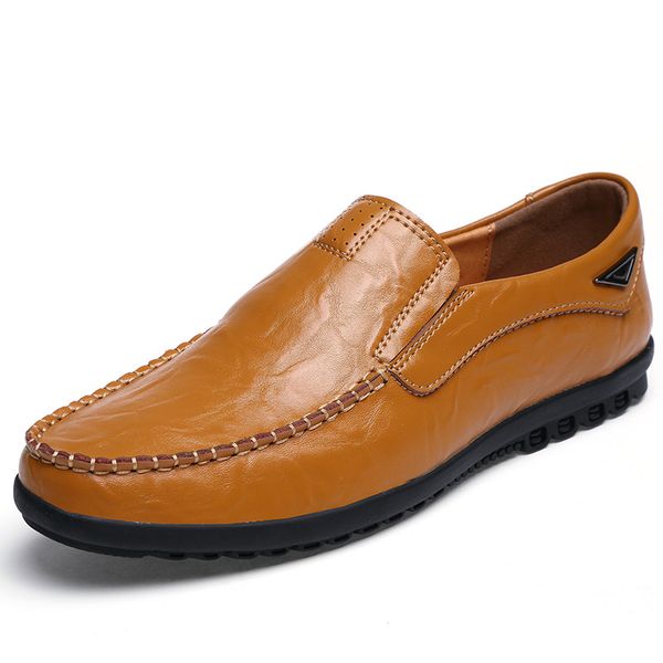 

fashion men leather loafers casual driving shoes size 38-44 summer shoes male slip-on moccasins black brown yellow
