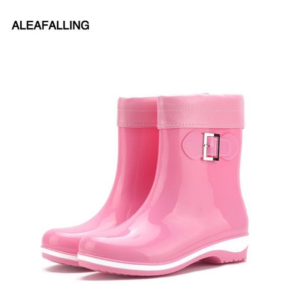 

aleafalling new removed cover rain boots warm british girl's platform motorcycle all-season soft leather buckle women shoes w035, Black