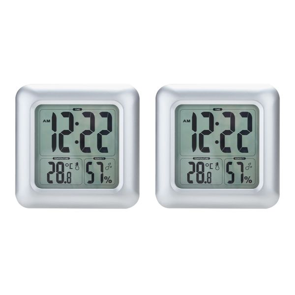 

digital waterproof clock for bathroom temperature and humanity display