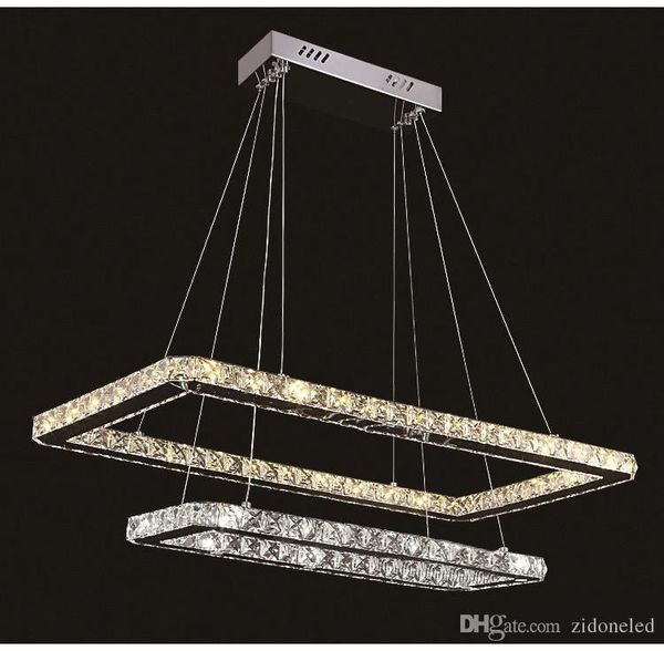 Luxus Cyrstal Pendelleuchte Quadratischer Kronleuchter Beleuchtung 2 Schichten Kristall Droplight für Wohnzimmer Esszimmer Reastaurant Beleuchtungskörper