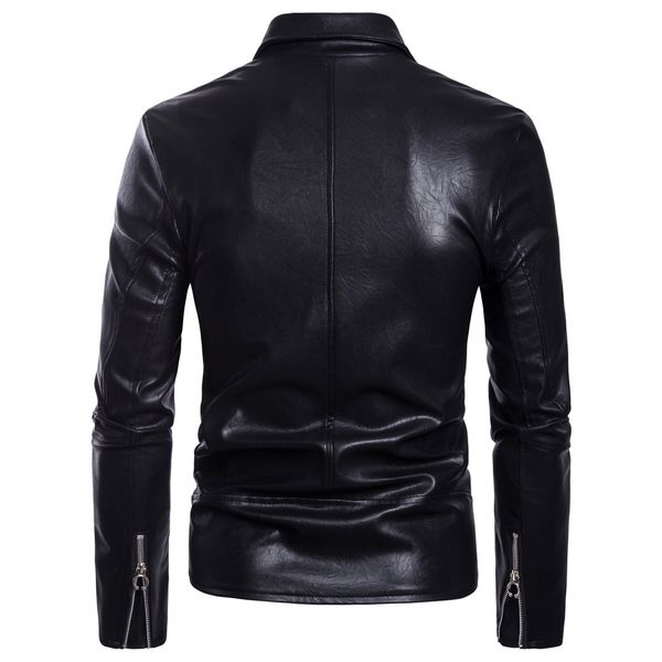 

2018 autumn new style europe and america fashion-men locomotive multi-zipper leather coat large size leather jacket b028, Black