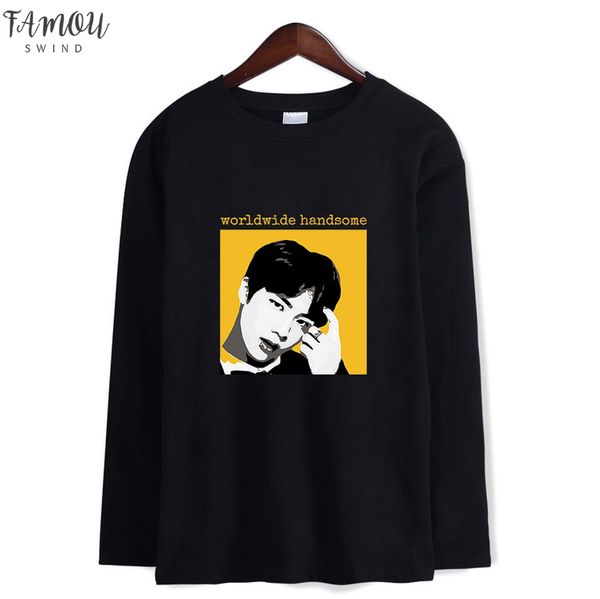 

хлопок kpop осень tee рубашки с длинным рукавом hip hop tshirt женщины мужчины женщины футболка 4xl, White
