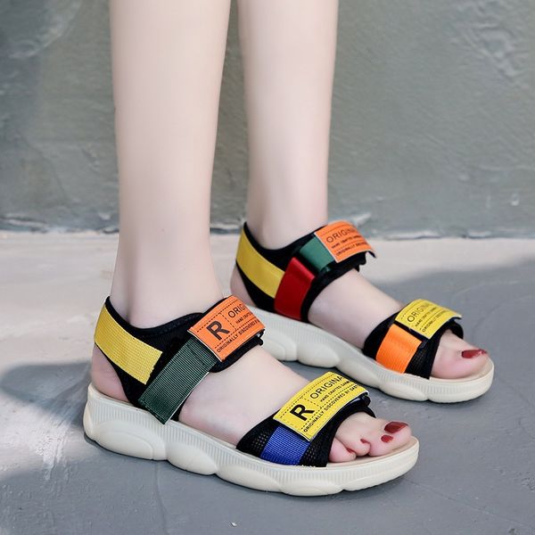 

fashion open-toed women sport sandals wedge hollow out women sandals outdoor cool platform shoes beach summer shoes, Black