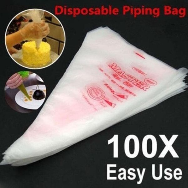 

100pcs plastic disposable pastry bag icing piping cake nozzle fondant cupcake decorating tip bags kitchen bakeware tool