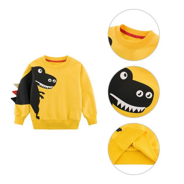 

new cartoon dinosaur tee spring autumn kids boy sweatshirt long sleeve t-shirt boys child 1-10t children clothes, Black
