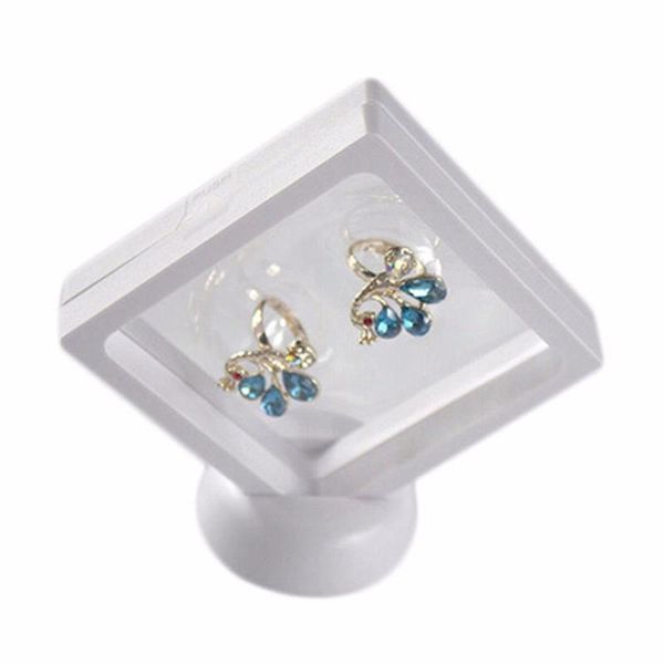 

simple pe cases display square 3d floating frame holder black coin box jewelry display show case for gift wedding, Pink;blue