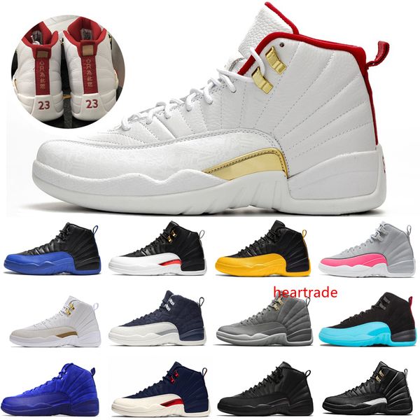 

new 12s fiba reverse taxi men basketball shoes college navy game royal bordeaux dark grey wntr michigan wings sports sneakers designer