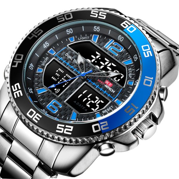 

luxury fashion business men watch men's digital quartz full steel waterproof wrist watch relogio masculino, Slivery;brown