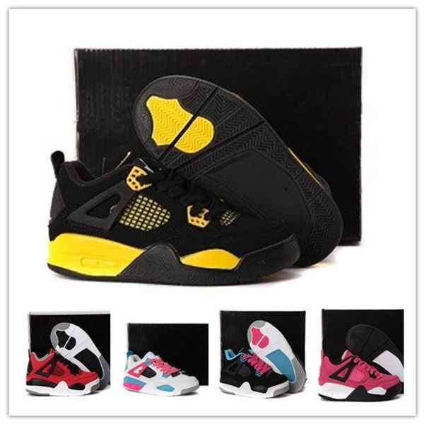 

mens j 4 jumpman basketball shoes 4s black cat denim laser gum air flight retro j4 boys kids sneakers size 28-35