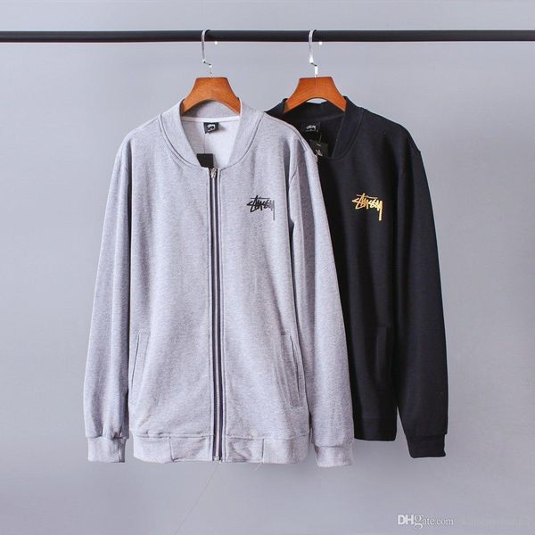 

wholesale 2020 spring mens sweater sports chest print cotton terry fabric comfortable slim breathable s-xl couple jacket, Black
