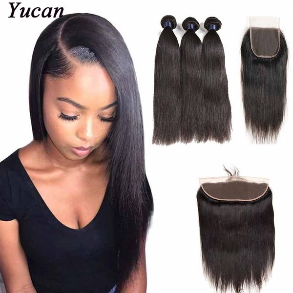 Best Selling Brazilian Hair Straight 3 Bundles With Lace Frontal