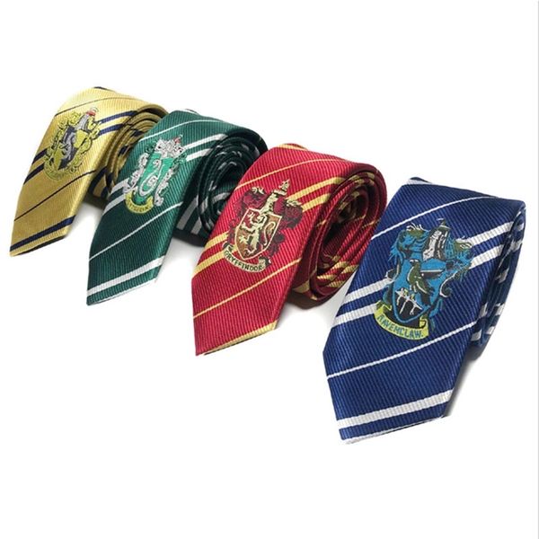 

hogwarts school of witchcraft and wizardry gryffindor hufflepuff ravenclaw slytherin necktie cosplay accessories, Silver;golden