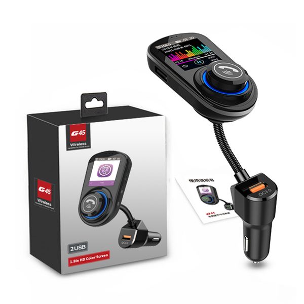 

car wireless fm transmitter 1.8inch hd color screen hands-bluetooth5.0 mp3 player phone charging