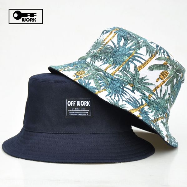 

offwork 2019 outdoor fisherman sunscreen sunscreen hat banana tree double-sided fisherman hat, Blue;gray