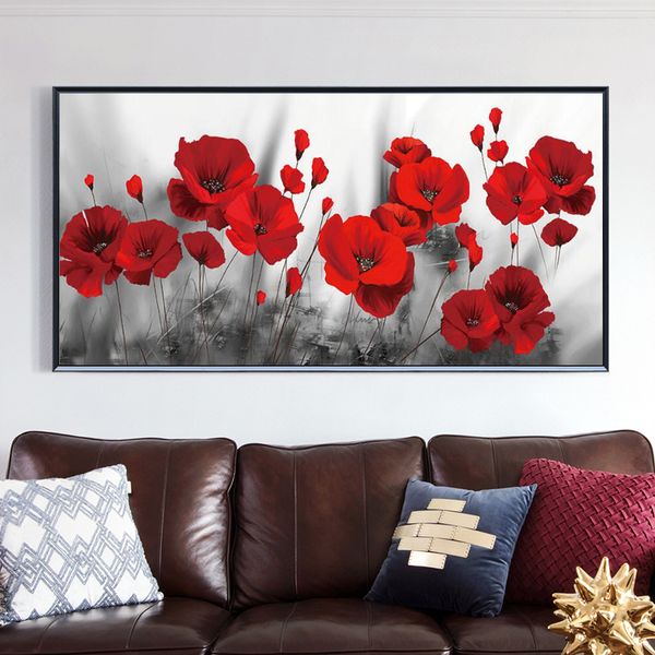 

modern art wall canvas painting red poppy flowers wall art posters and prints wall pictures for living room home cuadros decor