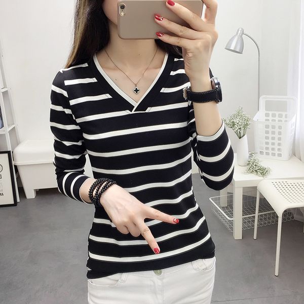 

Autumn Women Fashion Long Sleeve T-Shirts Ladies V-Neck Casual Top Shirts