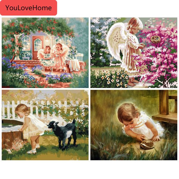 

масляная живопись по номерам angel girl kits рисование холст ручная роспись рисунок картина домашнее украшение подарок искусство diy diy pic