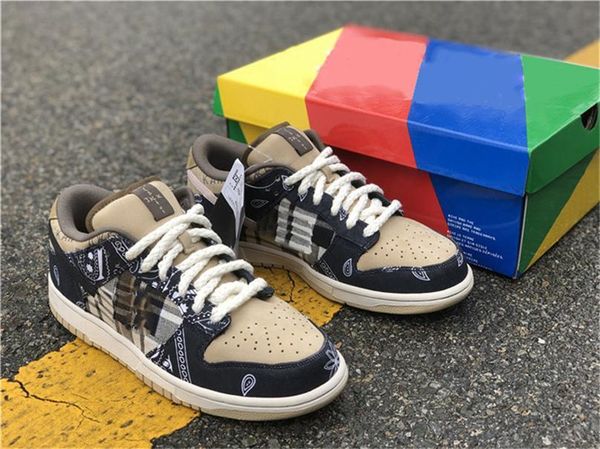 

2020 аутентичные travis скоттс х sb dunk low парашют beige мужчины женщины petra брюнет ct5053-001 skate спортивная обувь кроссовки с коробк