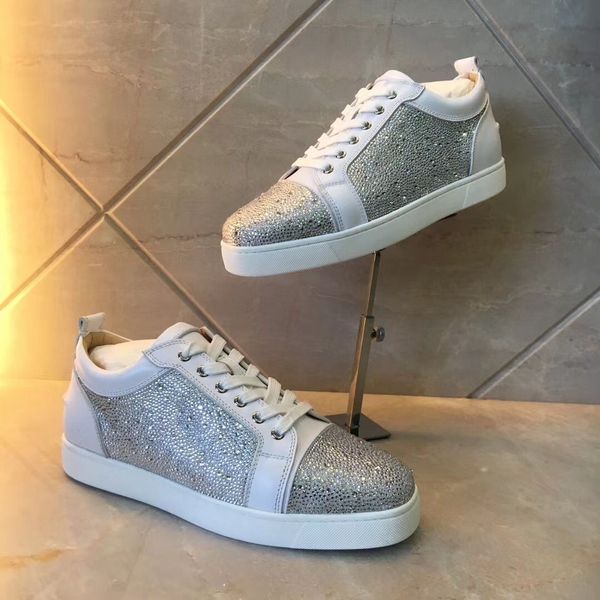 

stylist luxury low junior red bottoms sneaker men women studded spikes platform sneakers,fashion red sole rivet casual eu35-47, Black