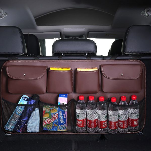 

luxury leather 8pockets organizer auto parts rear seat back storage bag car trunk multipocket stowing tidying interior accessories