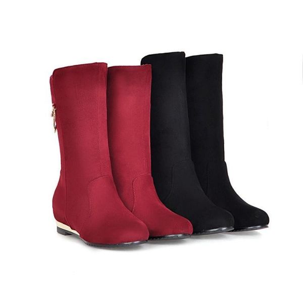 

chains flats mid calf boots shoes woman, Black