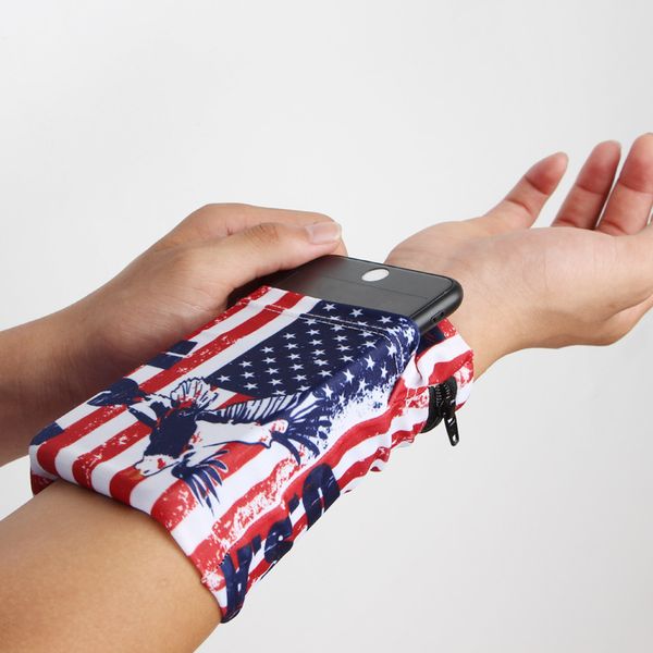 

sports mobile phone arm bag men and women running hand bag mini outdoor wrist card package passport, Black;red
