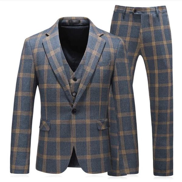 

2020 трехкомпонентную свадебные костюмы плед зубчатый отворот groom костюма выполненные на заказ свадебные смокинги для мужчин, Black;gray