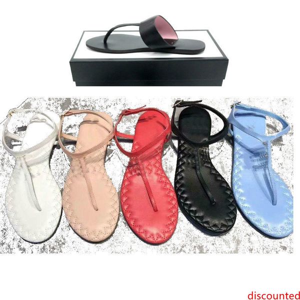 

2019 thong sandals mix models leather pearl strappy luxury women fashion women heel luxury designer sandals lady slipper with size 36-45