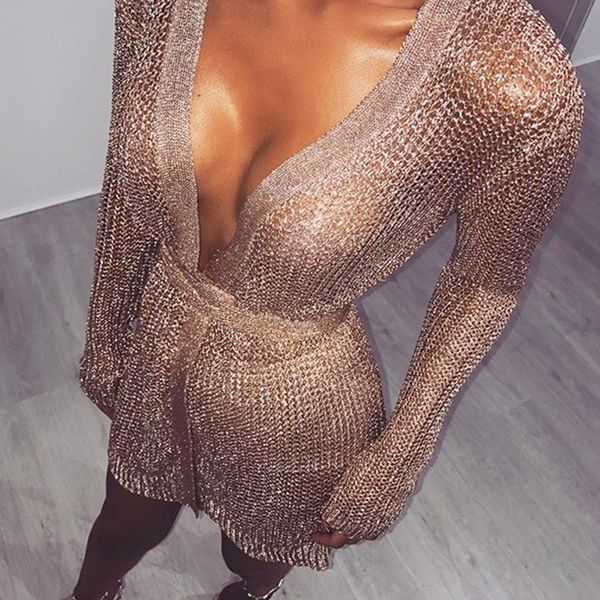 

глубокий v образным вырезом сексуальная сетка пляжное платье с длинным рукавом кардиган стиль талии галстук летнее платье женщины клуб метал, White;black