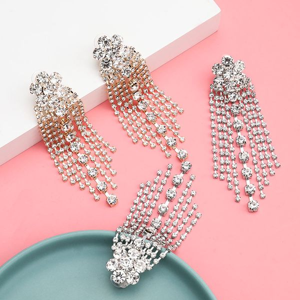 

lubov fashion korean style big round hoop earrings gold color rhinestone earring women party jewelry gift, Golden;silver