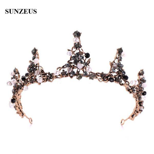 Acheter Nouveau Gothique Or Diademes De Mariee Avec Des Perles De