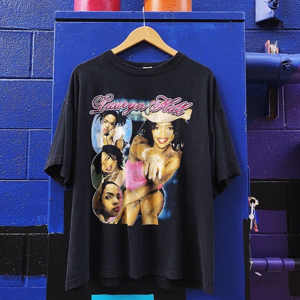 

vintage lauryn hill shirt rap tee 90s loose cotton t-shirts for men cool mens 100% cotton plus size j190612, White;black